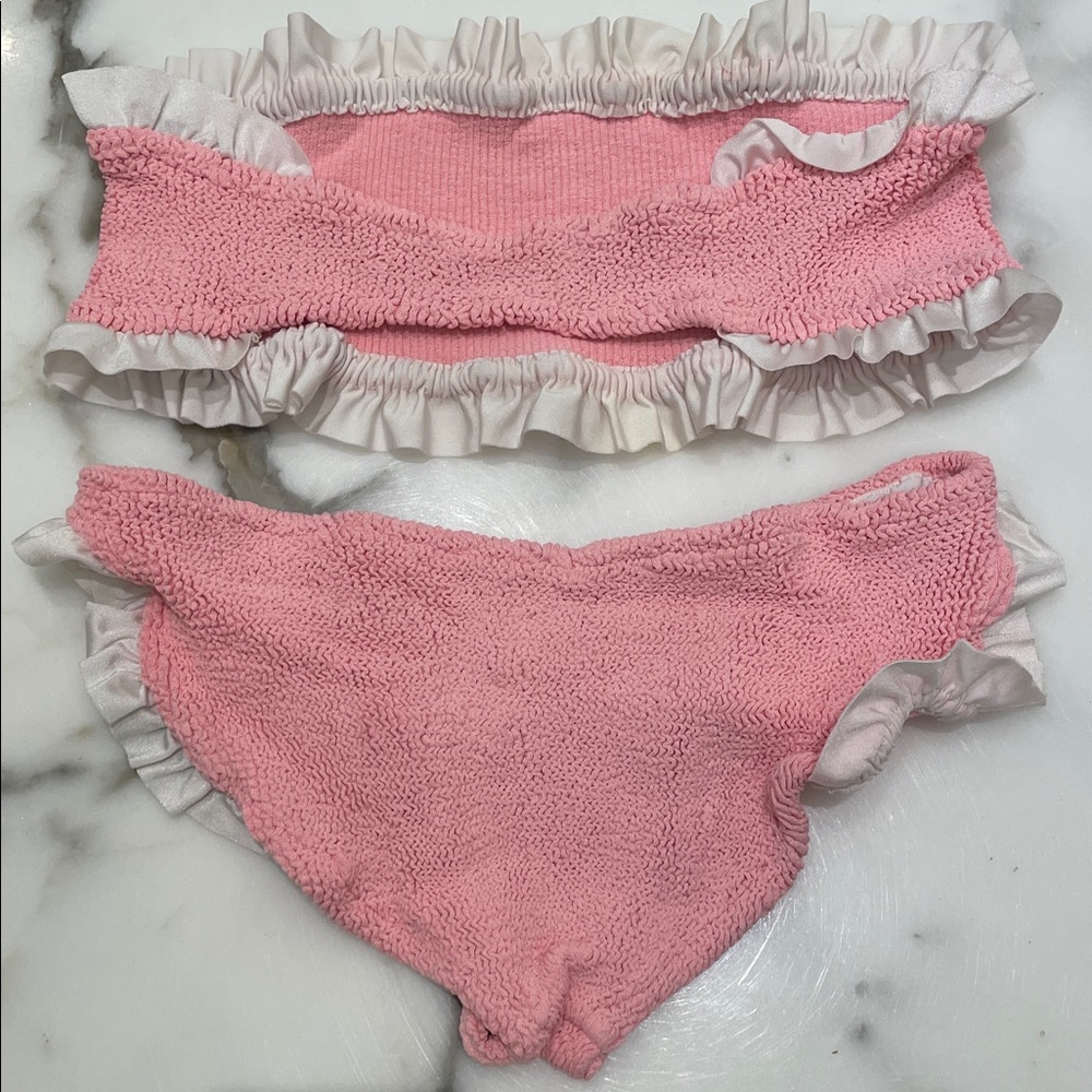 Hunza G Pink Ruffled Bandeau Bikini Set - Picture 4 of 5
